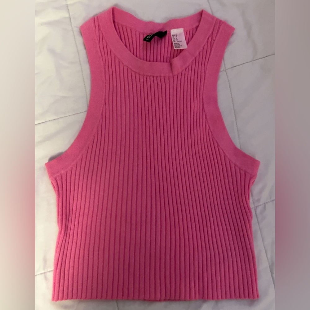 Pink, ribbed textured, tank top